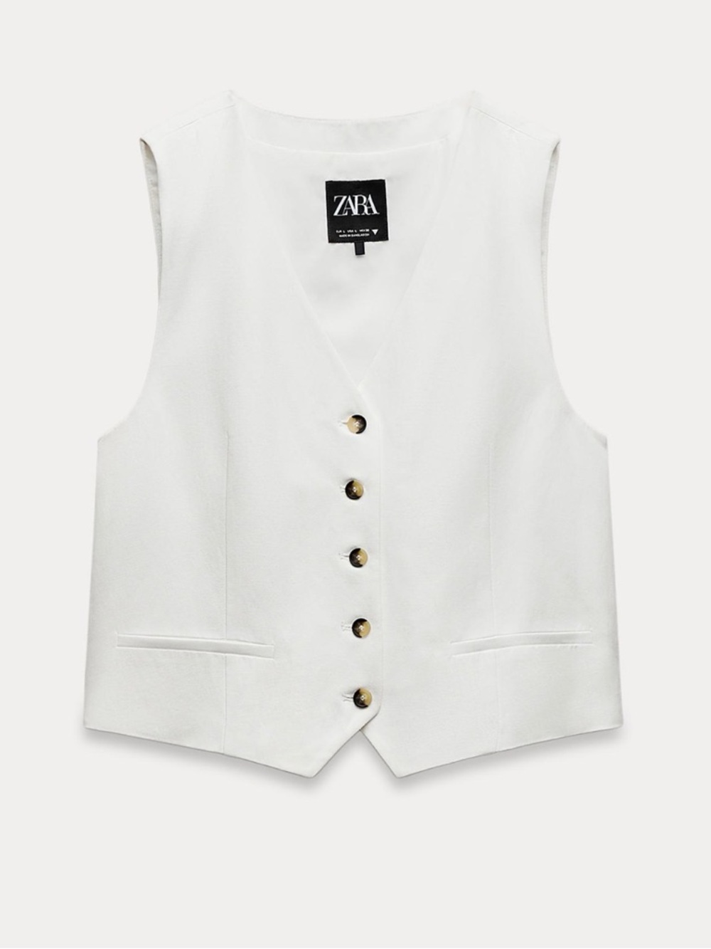 ZARA White Tailored Button Vest